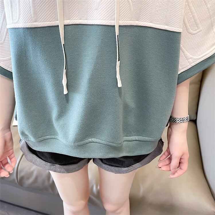 高級感 帽子付き 半袖 Tシャツ スウェット <U-8640>