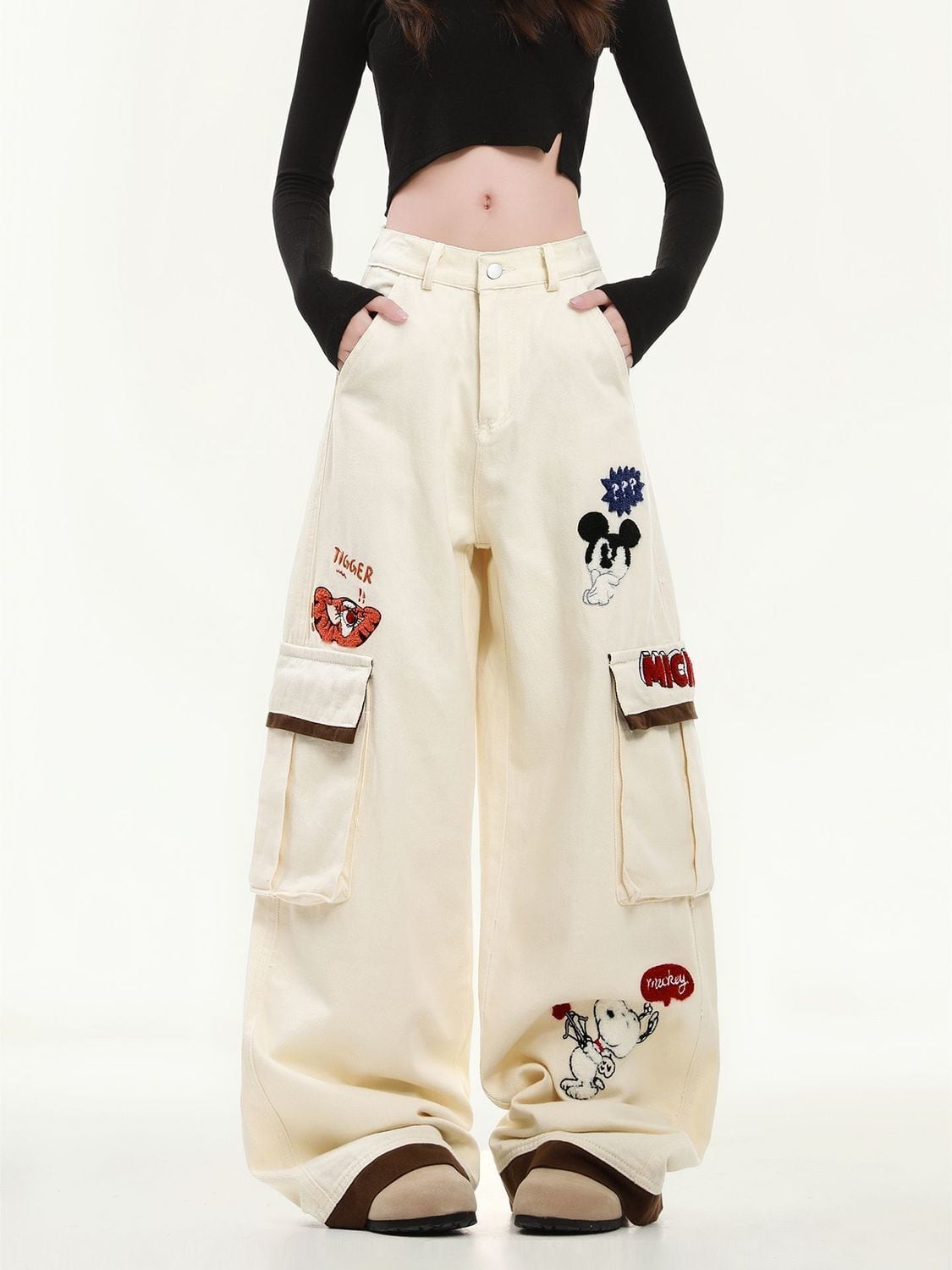 大人可愛い 売り切れ必至 プラスベルベット 2色選択 デニム ワイドパンツ<U-12350>