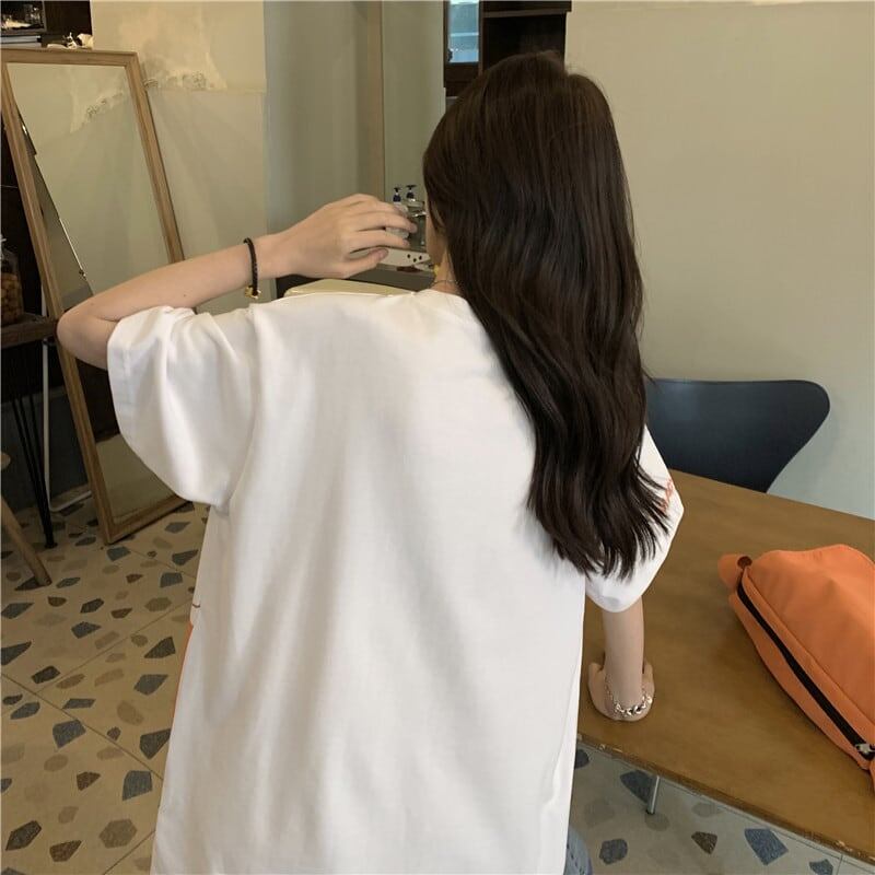好感度満載 プリント 美感いっぱい Tシャツ カットソー<U-3313>