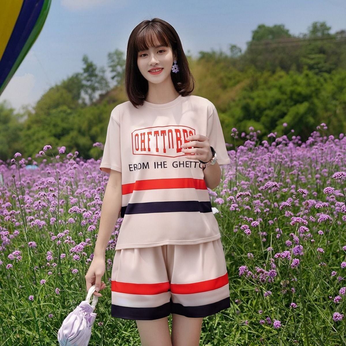 美人度アップ カジュアル 真夏も快適 半袖 Tシャツ ショートパンツ セットアップ <U-11190>