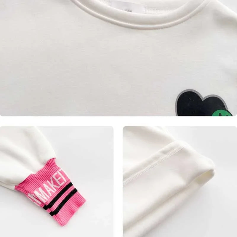 オシャレ度満点 プリント 美感いっぱい 切り替え 長袖 Tシャツ カットソー<U-2790>