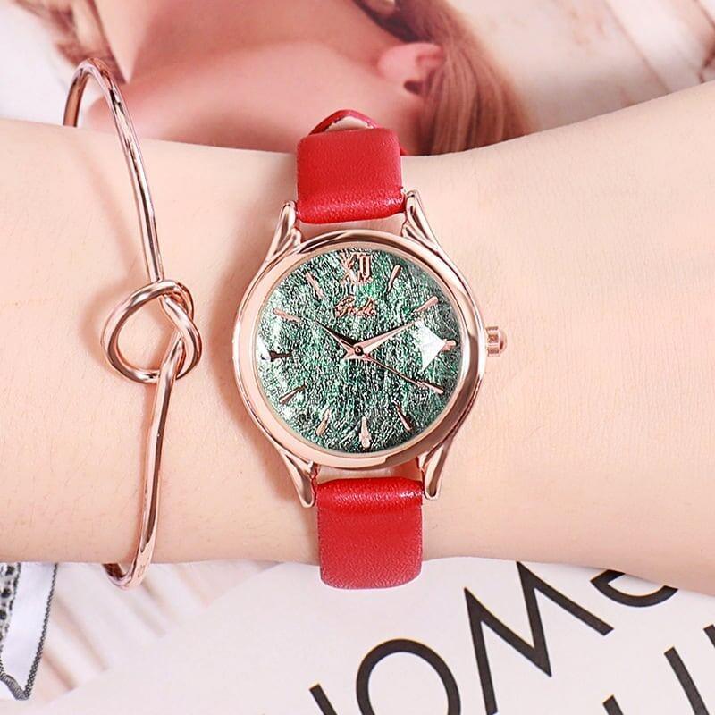 質感のいい レザーベルト 合わせやすい エレガント レディース 腕時計 <U-2039>