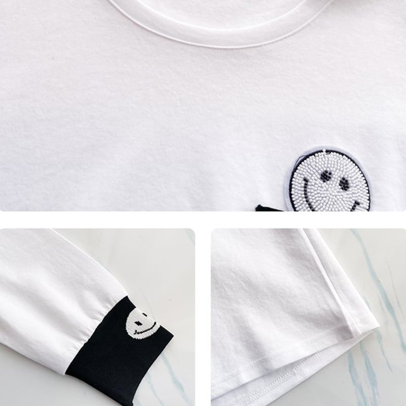 美感いっぱい 切り替え 好感度満載 プリント Tシャツ カットソー<U-3661>
