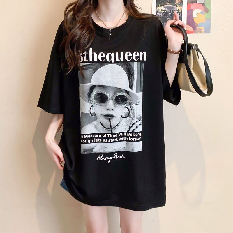 話題沸騰中 レース アバンギャルド 切り替え ホットダイヤモンド 3色選択 半袖Tシャツ<U-8547>