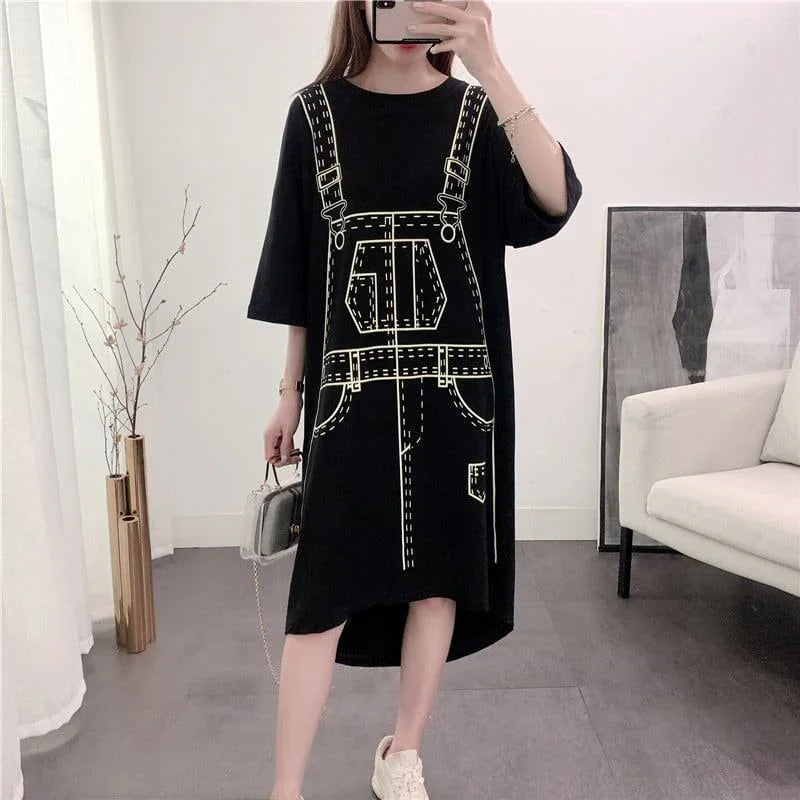 ゆったり感アップ プリント オシャレ度満点 ワンピース<U-3093>