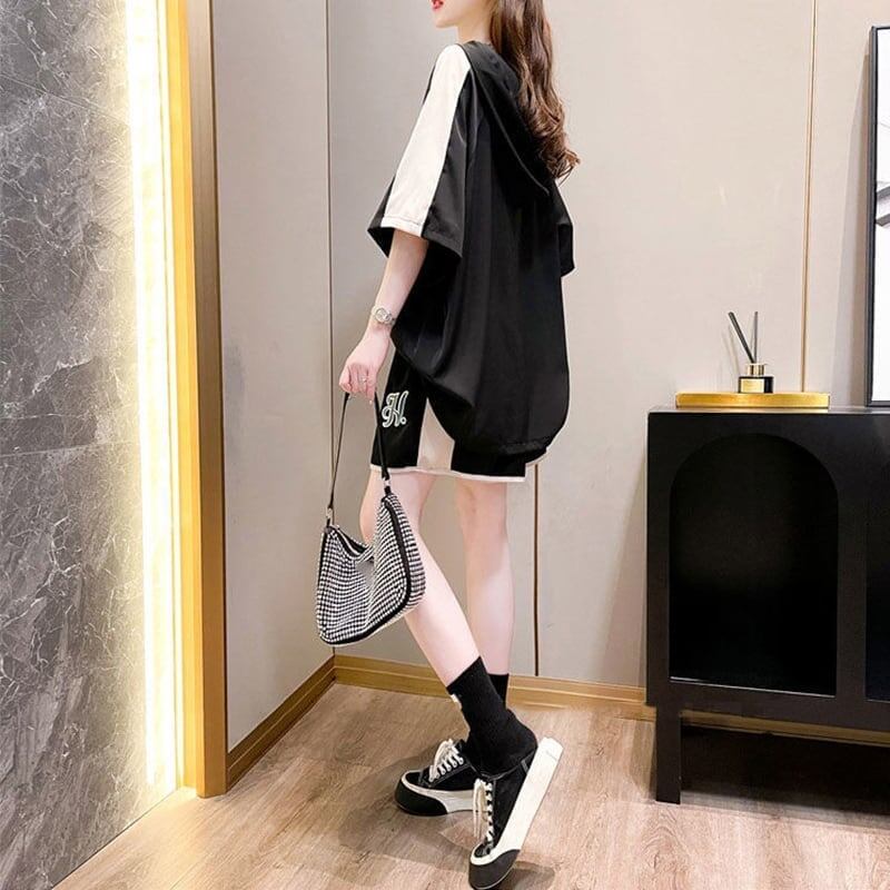 高級感溢れる Tシャツ+ショートパンツ 好感度満載 セットアップ<U-3473>