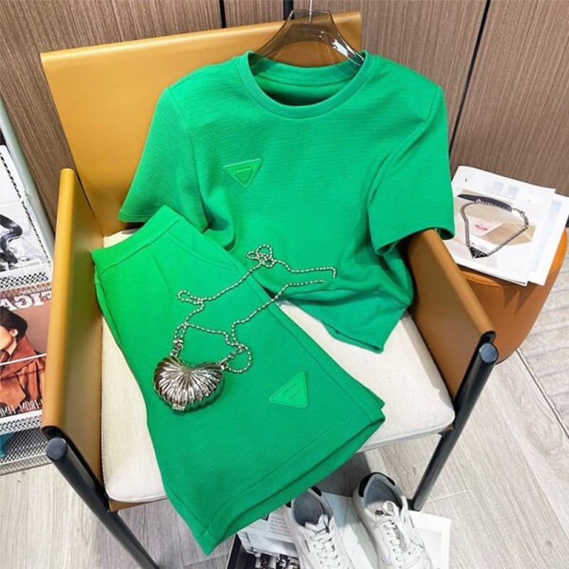 スタイリッシュ 切り替え 一目惚れ Tシャツ+ショートパンツ セットアップ<U-3488>