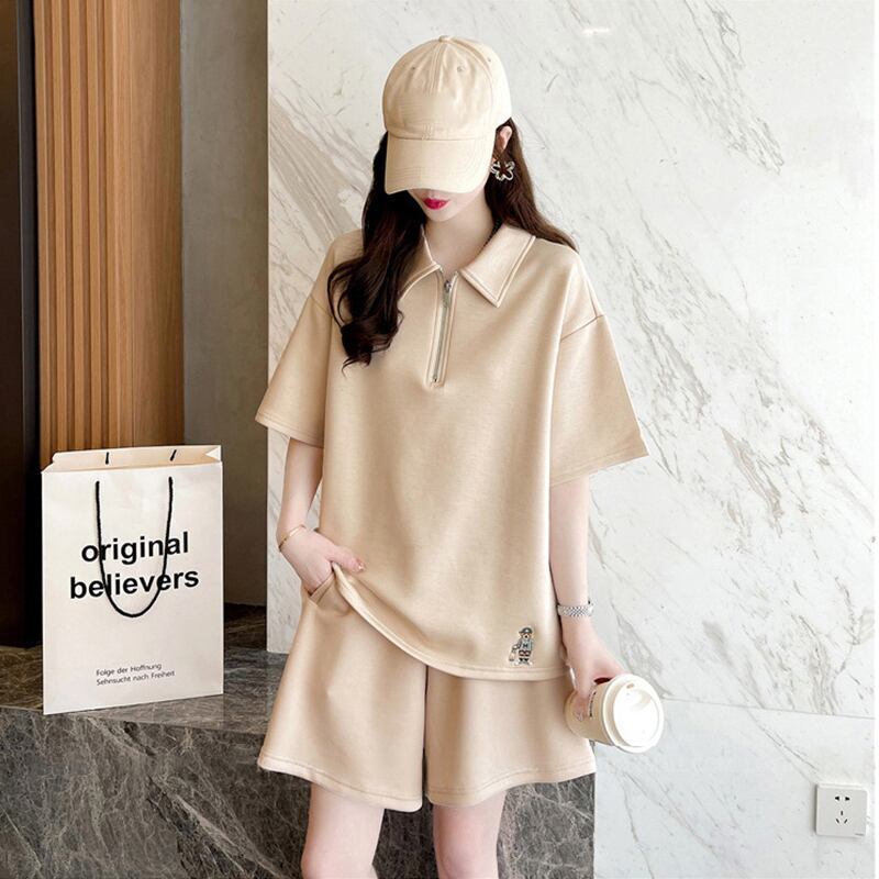 ファッション 切り替え ゆったり感アップ Tシャツ+ショートパンツ セットアップ<U-3616>