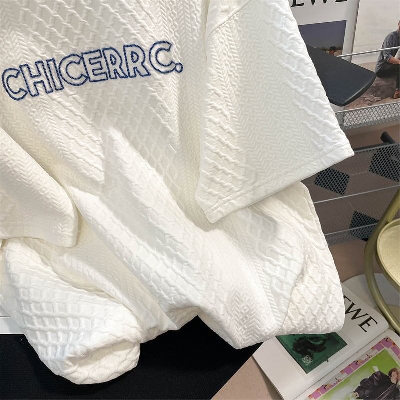 レトロ 切り替え 好感度満載 Tシャツ+ショートパンツ セットアップ<U-3379>