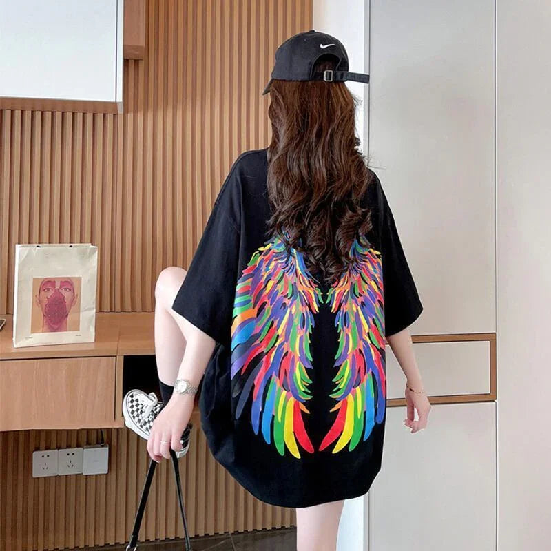 スタイリッシュ ラウンドネック 一目惚れ アルファベット Tシャツ カットソー<U-2888>