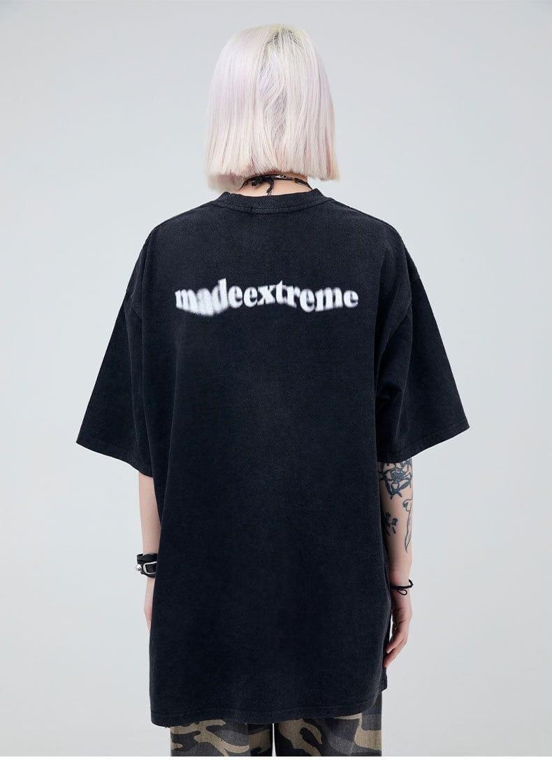 大注目 ファッション ストリート系 ヴィンテージ加工 プリントTシャツ <U-2875>