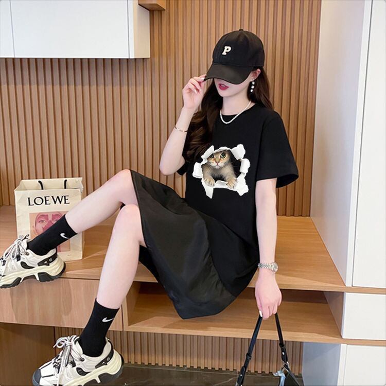絶対欲しい ネコ カジュアル デザイン ゆったり 半袖 Tシャツ＜U-8658＞