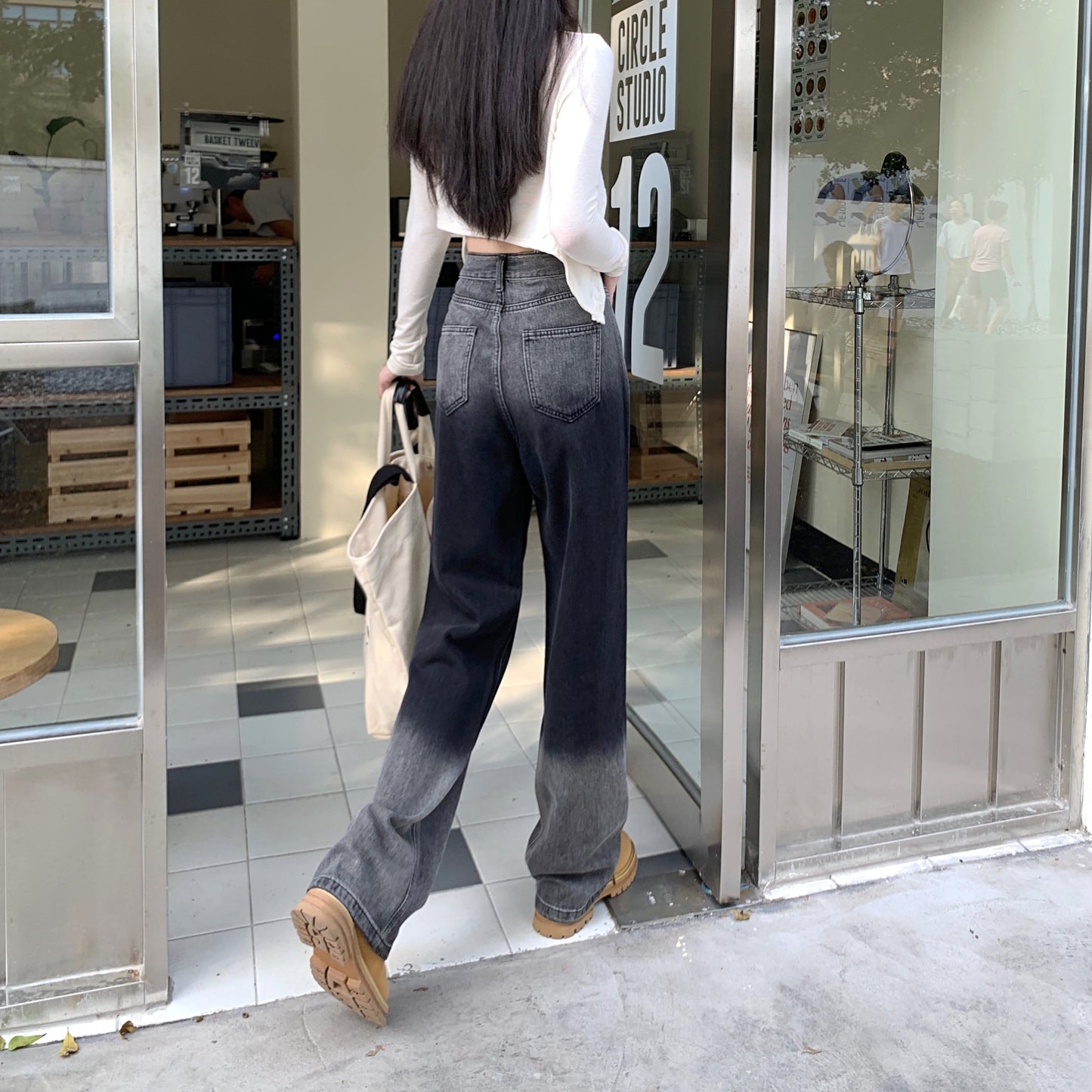 カジュアル グラデーション 好感度満載 ハイウエスト パンツ ボトムス＜U-3736＞
