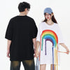 好感度UP 虹ロゴ タッセル ゆったり Tシャツ 全2色 ユニセックス半袖<U-4863>