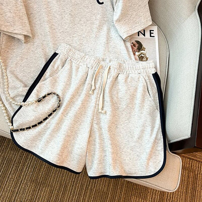 ファッション 切り替え 美人度アップ Tシャツ＋ショートパンツ セットアップ＜U-3527＞