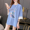 合わせやすい アルファベット ラウンドネック プリントTシャツ ゆったり ワンピース＜U-3992＞
