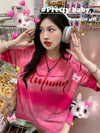 レイジースタイルドーパミングラデーションタイダイオールマッチ半袖Tシャツ<U-2895>