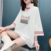 個性的なデザイン 切り替え 一目惚れ プリント Tシャツ カットソー＜U-3536＞