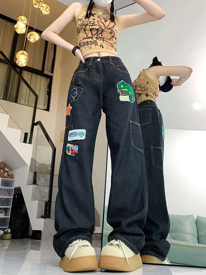 ファッション感満々 着回し力抜群 個性的なデザイン デニム ワイドパンツ＜U-9769＞
