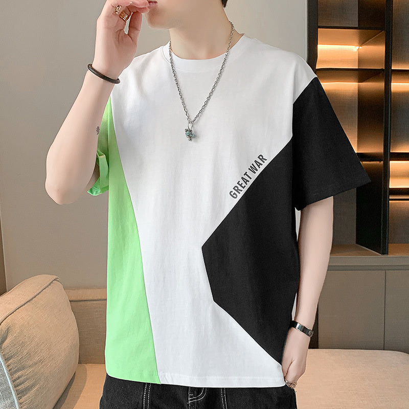 早い者勝ち 配色 ファッション 半袖 Tシャツ U-80062