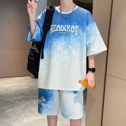 大人気アイテム グラデーション Tシャツ & ショーツ セットアップ U-80013