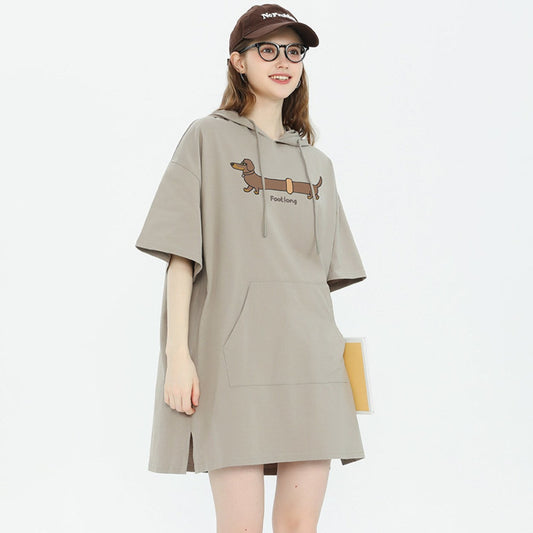 カジュアル フード付き ロング Tシャツ F-13581