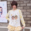 可愛い プリント ゆったり 甘カジュアル 長袖 Tシャツ F-13501