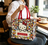 大容量 総柄 キャンバス調 ショッピング トートバッグ F-13481