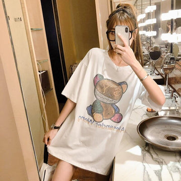 個性的なデザイン 切り替え 一目惚れ プリント Tシャツ カットソー＜U-3481＞