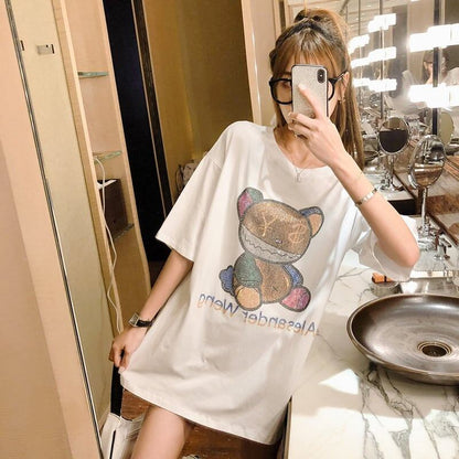 個性的なデザイン 切り替え 一目惚れ プリント Tシャツ カットソー＜U-3481＞