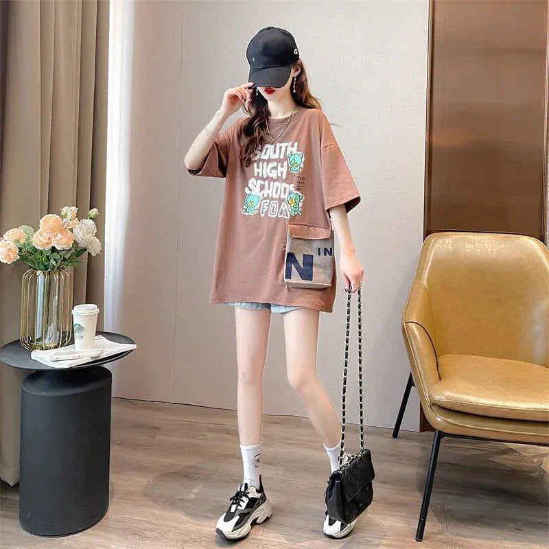 スタイリッシュ 3色選択可 一目惚れ カートゥーンプリント Tシャツ カットソー＜U-3091＞