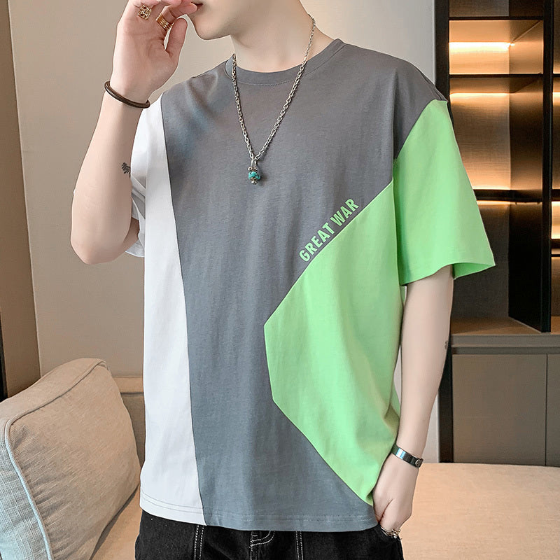 早い者勝ち 配色 ファッション 半袖 Tシャツ U-80062