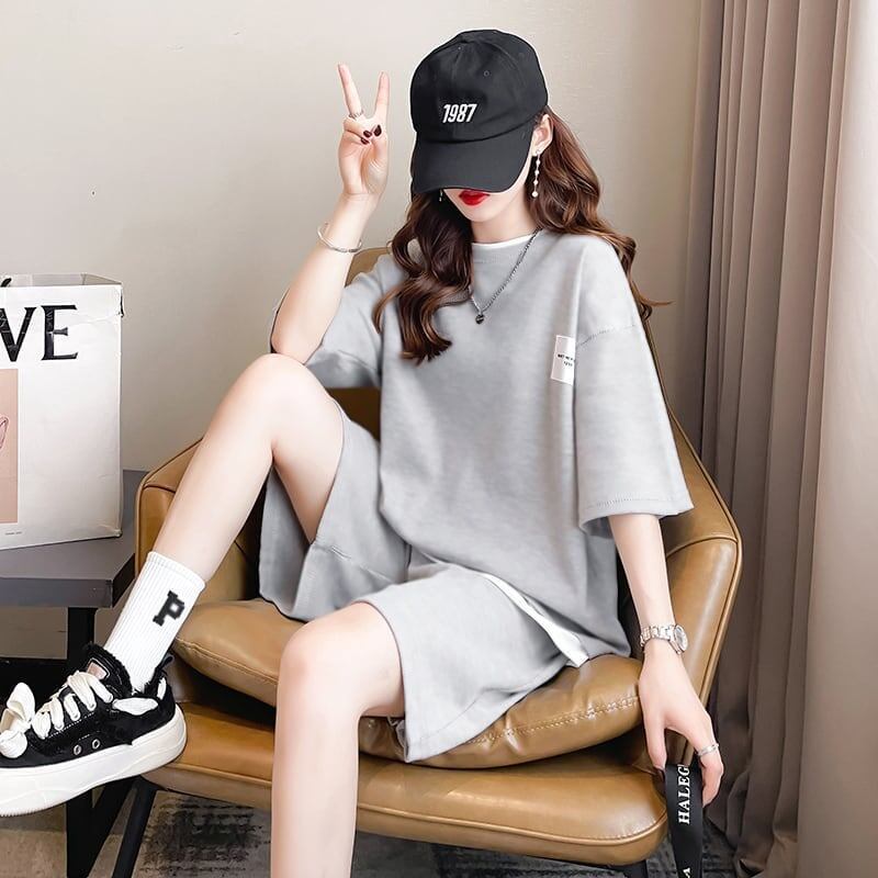 カジュアル 切り替え オシャレ度満点 Tシャツ＋ショートパンツ セットアップ＜U-3554＞