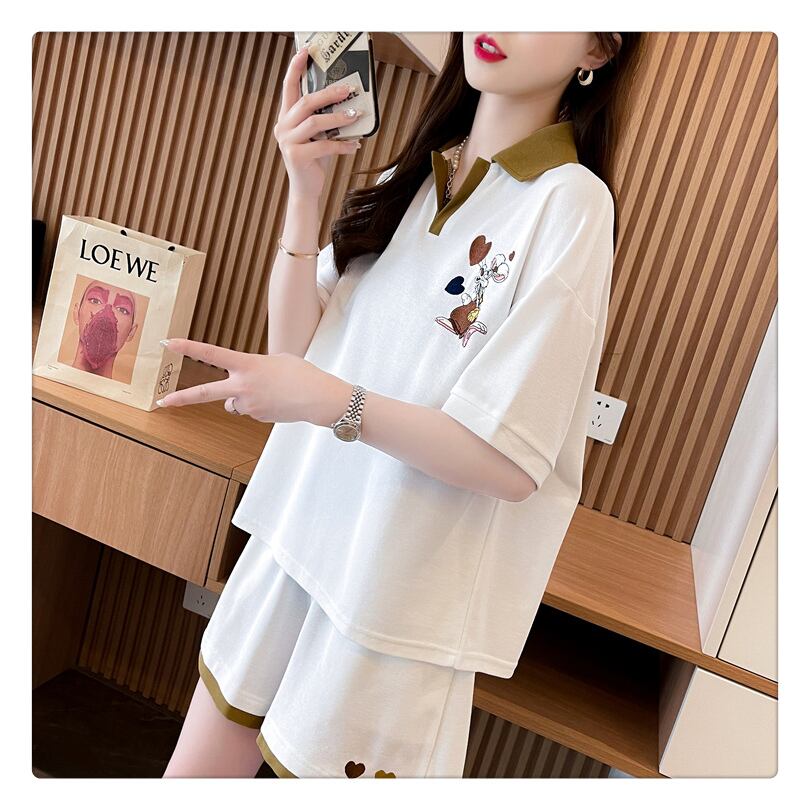 定番シンプル 切り替え カジュアル 半袖Ｔシャツⅹパンツセット全3色 <U-8267>
