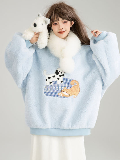 存在感抜群 暖かい服,ゆったりとしたアウターウェア トレンドアイテム ラムスウェットシャツ＜U-9961＞