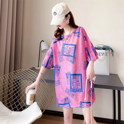 【半額！期間限定！！】美人度アップ プリント カジュアル ゆったり 半袖Tシャツ＜U-8490＞