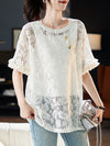 好感度UP カジュアル 今季マストバイ ファッション 透かし彫り Tシャツ<U-8396>