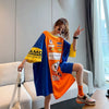 【半額！期間限定！！】超人気 個性派 絶対流行 アバンギャルド プリント 切り替え ゆったり ワンピース<U-8531>