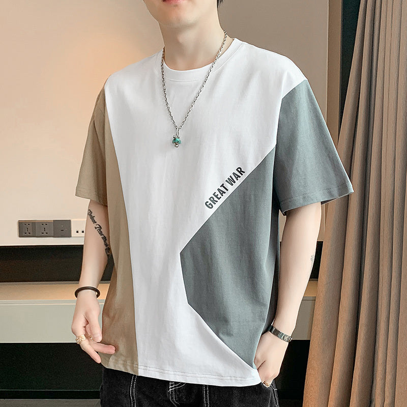 早い者勝ち 配色 ファッション 半袖 Tシャツ U-80062