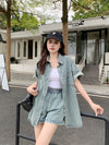 デニム ファッション 上質 シャツ & ショーツ セットアップ U-80058