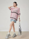 ファッション感満々 透かし編み ポロネック Tシャツ U-80089