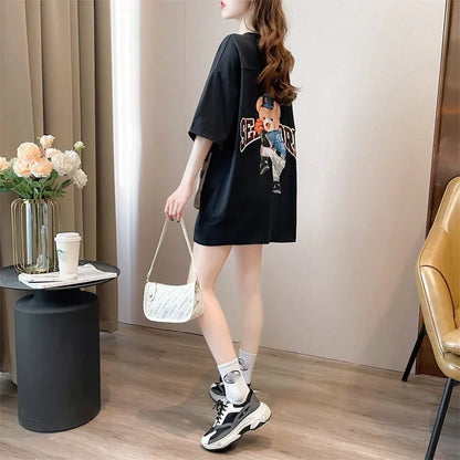 スタイリッシュ 3色選択可 一目惚れ カートゥーンプリント Tシャツ カットソー＜U-3091＞