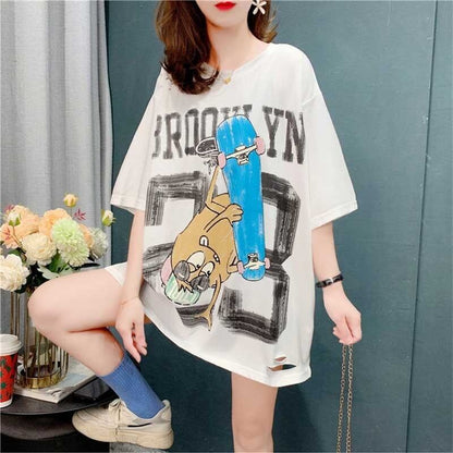 デザイン感 3色選択可 チャーミング プリント Tシャツ カットソー＜U-3164＞