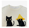 丸首 黒猫プリント 合わせやすい カジュアル 万能 着瘦せ Tシャツ F-50092