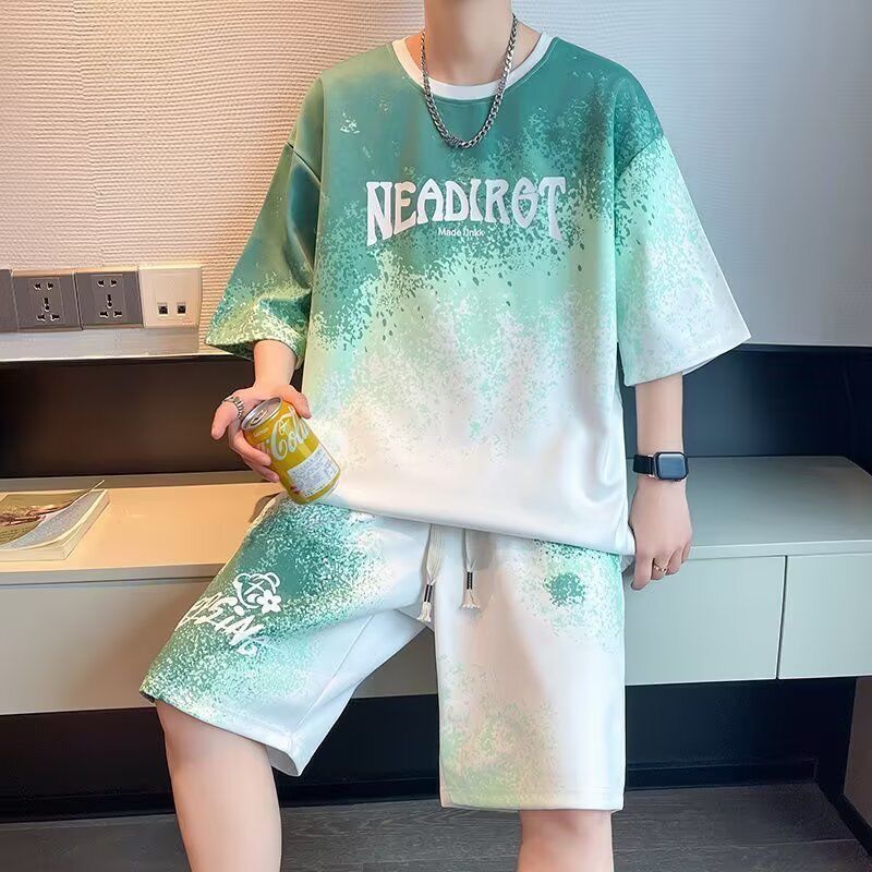 大人気アイテム グラデーション Tシャツ & ショーツ セットアップ U-80013