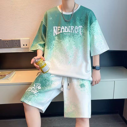 大人気アイテム グラデーション Tシャツ & ショーツ セットアップ U-80013
