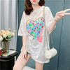 スタイリッシュ 切り替え 一目惚れ プリント Tシャツ カットソー＜U-3579＞
