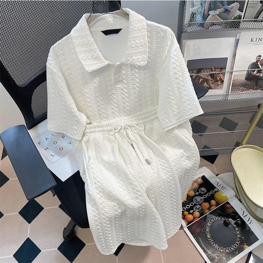 ゆったり感アップ 切り替え 好感度満載 Tシャツ＋ショートパンツ セットアップ＜U-3556＞