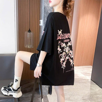 スタイリッシュ 切り替え 一目惚れ プリント Tシャツ カットソー＜U-3619＞