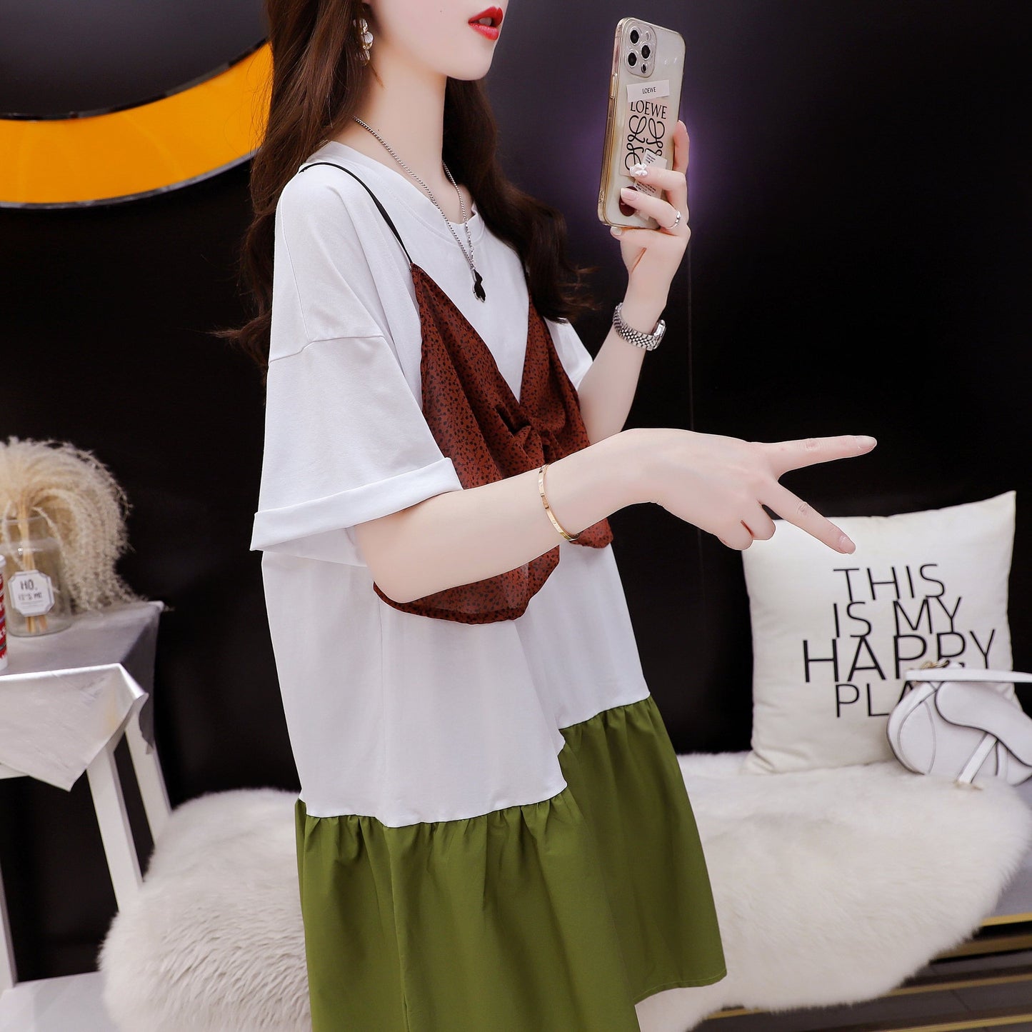 ゆったり感アップ Tシャツ 高級感溢れる カットソー ワンピース＜U-3350＞